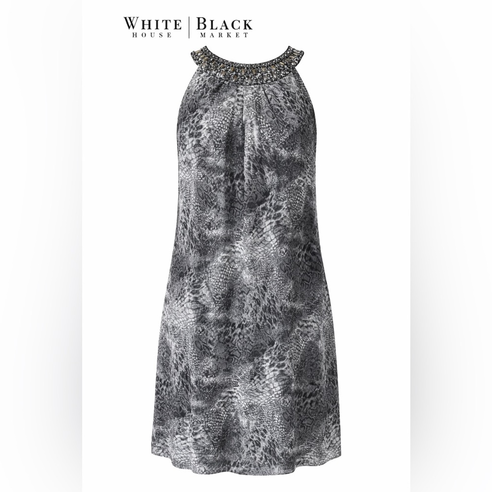 White House Black Market Monochrome Patterned Dress